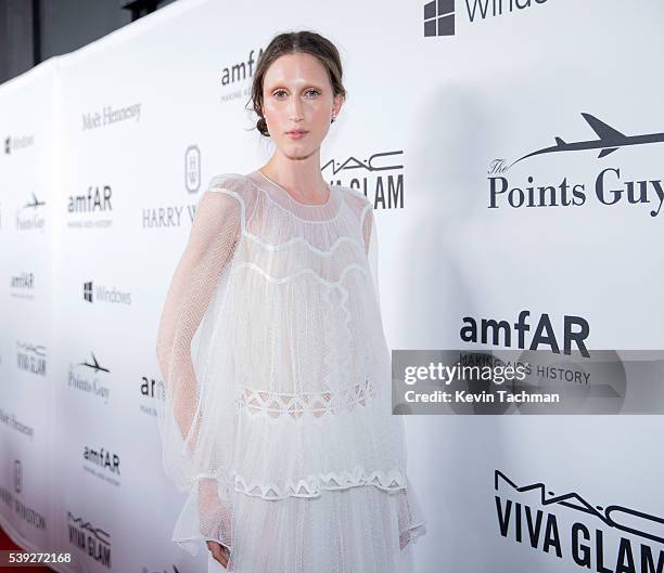 Anna Cleveland attends 7th Annual amfAR Inspiration Gala New York at Skylight at Moynihan Station on June 9, 2016 in New York City.