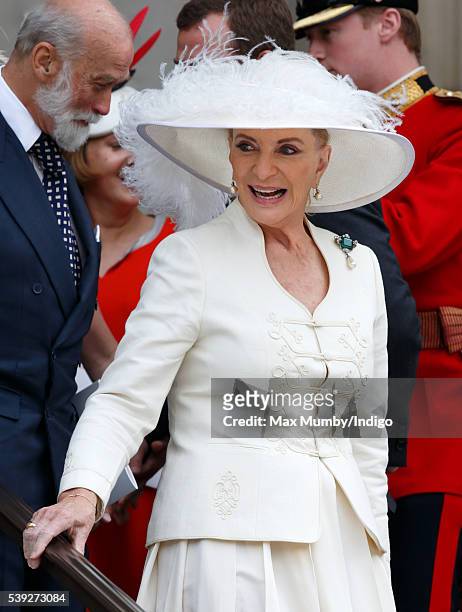 Princess Michael of Kent attends a national service of thanksgiving to mark Queen Elizabeth II's 90th birthday at St Paul's Cathedral on June 10,...