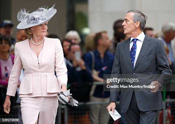 Natalia Grosvenor, Duchess of Westminster and Gerald Grosvenor, Duke of Westminster attend a national service of thanksgiving to mark Queen Elizabeth...