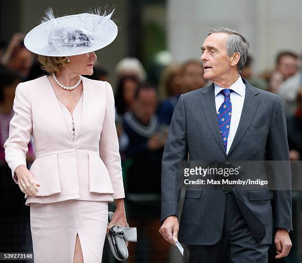 Natalia Grosvenor, Duchess of Westminster and Gerald Grosvenor, Duke of Westminster attend a national service of thanksgiving to mark Queen Elizabeth...