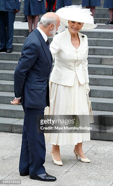 Prince Michael of Kent and Princess Michael of Kent attend a national service of thanksgiving to mark Queen Elizabeth II's 90th birthday at St Paul's...