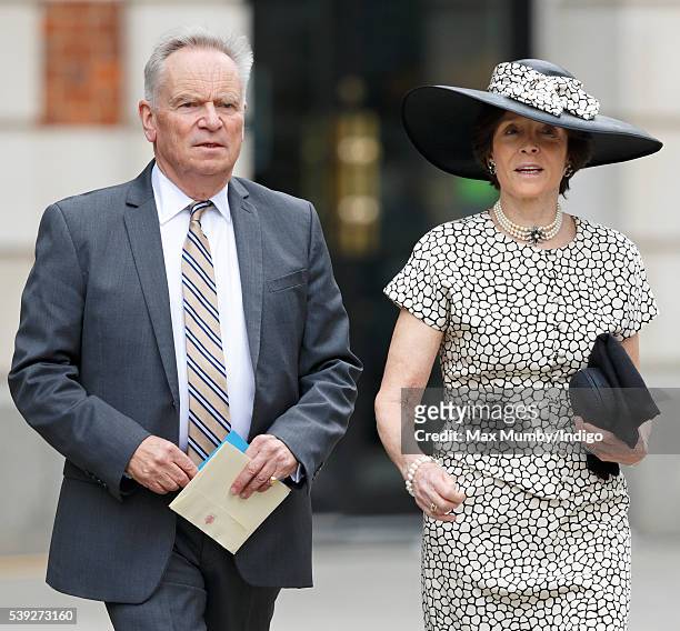 Lord Jeffrey Archer and Dame Mary Archer attends a national service of thanksgiving to mark Queen Elizabeth II's 90th birthday at St Paul's Cathedral...