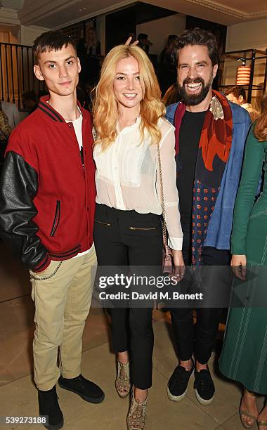 Josh Ludlow, Clara Paget and Jack Guinness attend the Burberry LC:M event at 121 Regent Street hosted by Christopher Bailey, Burberry Chief Creative...