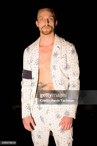 Model prepares backstage during 7th Annual amfAR Inspiration Gala New York at Skylight at Moynihan Station on June 9, 2016 in New York City.