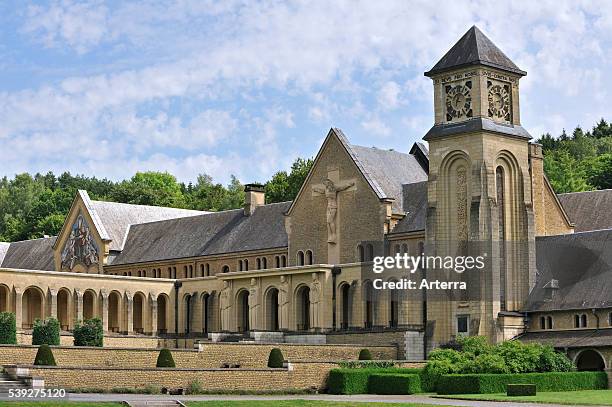 The new Orval Abbey / Abbaye Notre-Dame d'Orval, a Cistercian monastery founded in 1132 at Villers-devant-Orval, Florenville, Belgian Ardennes,...