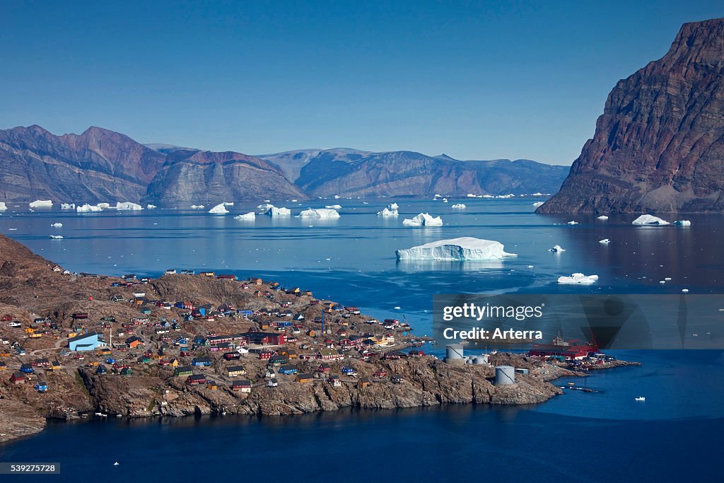 Uummannaq village and harbour near Heart Mountain