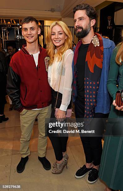 Josh Ludlow, Clara Paget and Jack Guinness attend the Burberry LC:M event at 121 Regent Street hosted by Christopher Bailey, Burberry Chief Creative...