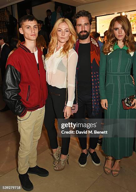 Josh Ludlow, Clara Paget, Jack Guinness and Suki Waterhouse attend the Burberry LC:M event at 121 Regent Street hosted by Christopher Bailey,...