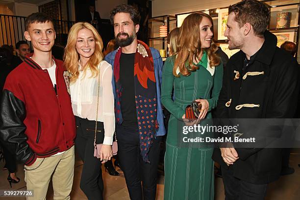 Josh Ludlow, Clara Paget, Jack Guinness, Suki Waterhouse and George Barnett attend the Burberry LC:M event at 121 Regent Street hosted by Christopher...