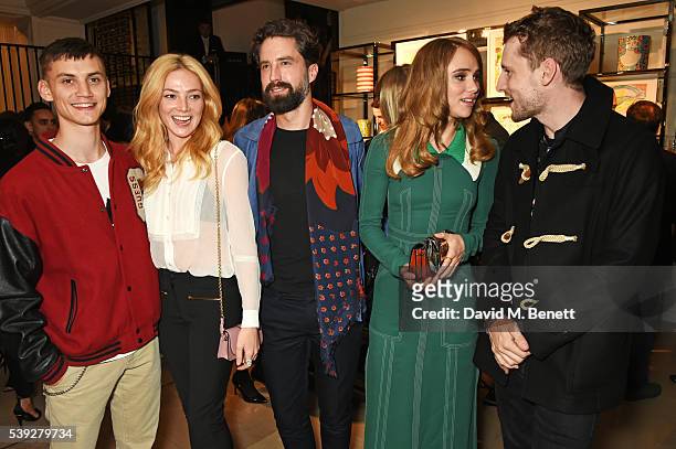 Josh Ludlow, Clara Paget, Jack Guinness, Suki Waterhouse and George Barnett attend the Burberry LC:M event at 121 Regent Street hosted by Christopher...