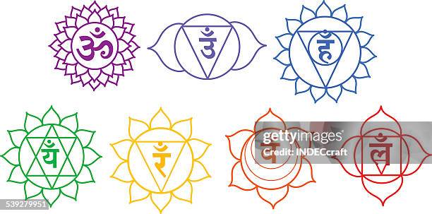 seven chakras - chakras stock illustrations