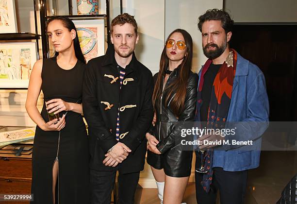 Jess Maybury, George Barnett, Reba Maybury and Jack Guinness attend the Burberry LC:M event at 121 Regent Street hosted by Christopher Bailey,...