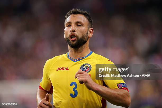 Razvan Rat of Romania in action during the UEFA EURO 2016 Group A match between France and Romania at Stade de France on June 10, 2016 in Paris,...