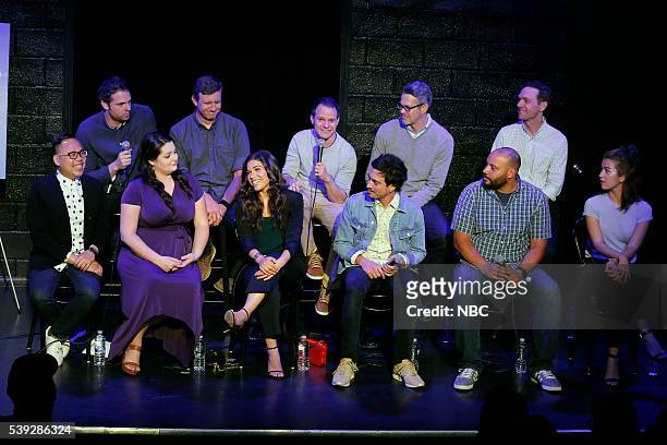 Event at Upright Citizens Brigade Theatre Sunset, Los Angeles, June 7, 2016 -- Pictured: Front Row: Nico Santos, Lauren Ash, America Ferrera, Ben...
