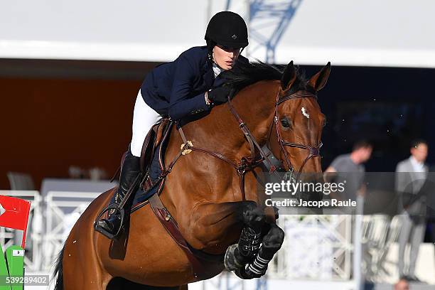 Jessica Springsteen competes at International Longines Global Champion Tour - Day 2 on June 10, 2016 in Cannes, France.