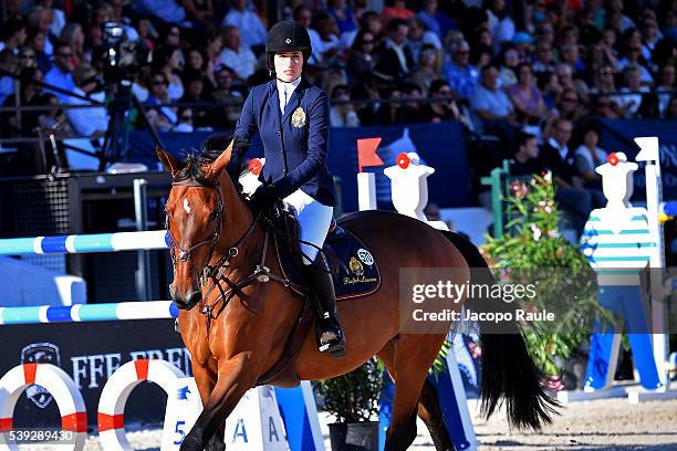 Jessica Springsteen competes at International Longines Global Champion Tour - Day 2 on June 10, 2016 in Cannes, France.