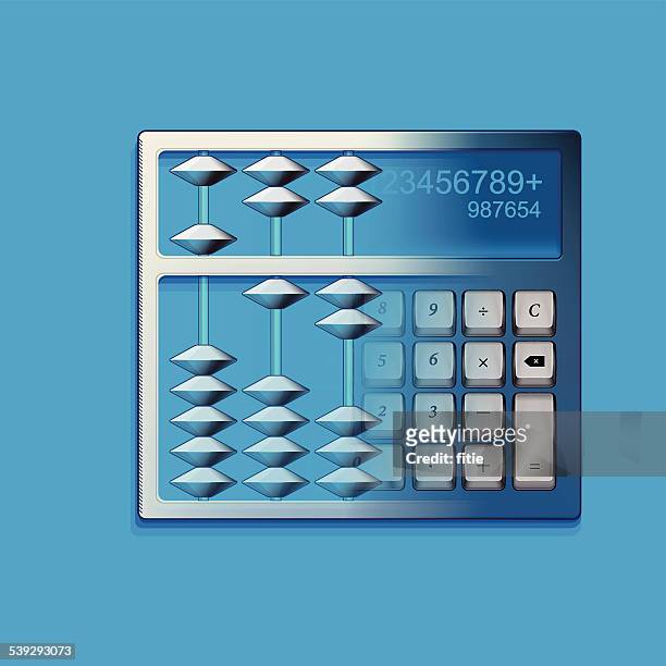 calculator and chinese abacus - abacus stock illustrations