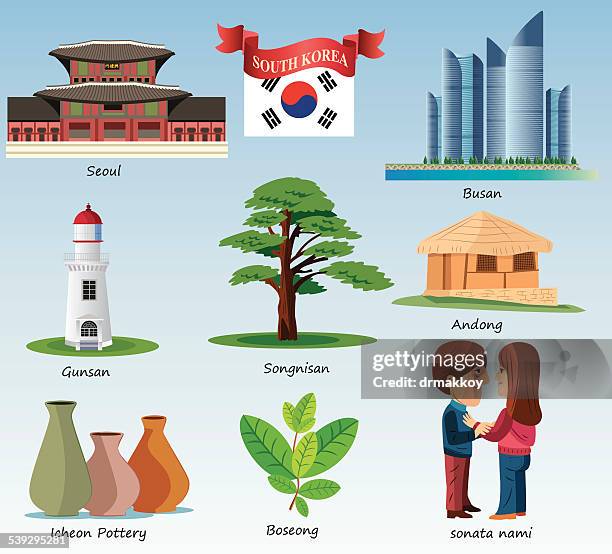 south korea symbols - sea of japan or east sea stock illustrations