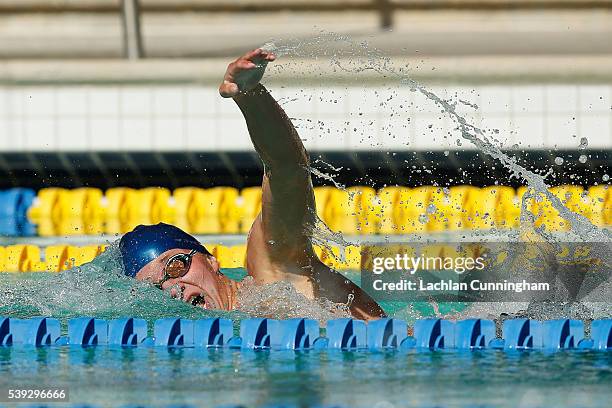 Dillon Williamson swims in the heats of the 200m freestyle during day one of the 2016 Arena Pro Swim Series at Santa Clara at George F. Haines...