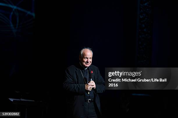 Christoph Schoenborn speaks on stage during the Red Ribbon Celebration Concert at Burgtheater on June 10, 2016 in Vienna, Austria. The Red Ribbon...