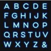 Vector neon alphabet letters