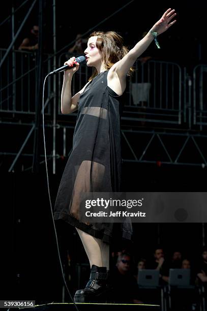 Recording artist Lauren Mayberry of Chvrches performs onstage at What Stage during Day 2 of the 2016 Bonnaroo Arts And Music Festival on June 9, 2016...