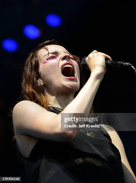 Recording artist Lauren Mayberry of Chvrches performs onstage at What Stage during Day 2 of the 2016 Bonnaroo Arts And Music Festival on June 9, 2016...