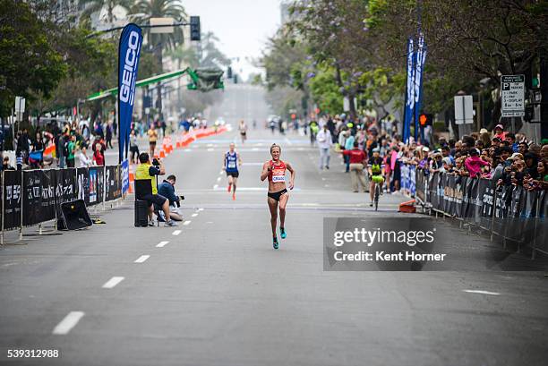 Time Olympian Amy Cragg competes in the half marathon race during the 19th running of the Suja Rock 'n' Roll San Diego Marathon on June 5, 2016 in...
