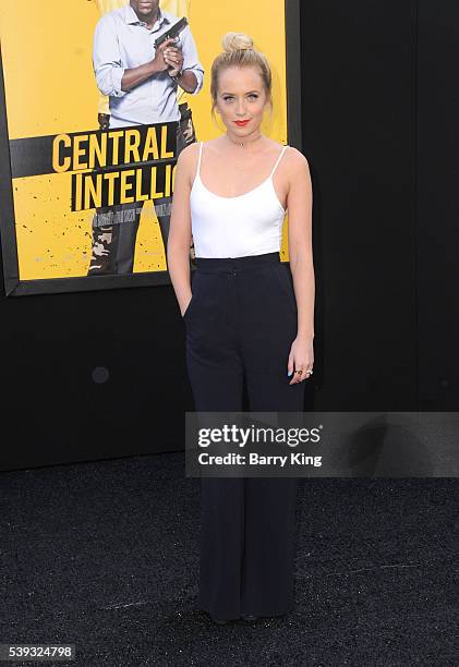 Actress Megan Park attends the premiere of Warner Bros. Pictures' 'Central Intelligence' at Westwood Village Theatre on June 10, 2016 in Westwood,...