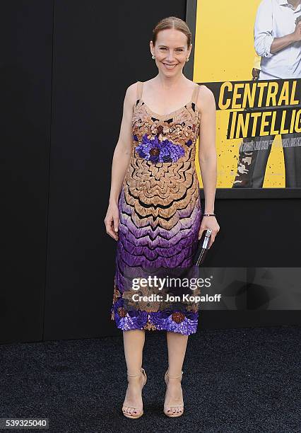 Actress Amy Ryan arrives at the Los Angeles Premiere "Central Intelligence" at Westwood Village Theatre on June 10, 2016 in Westwood, California.