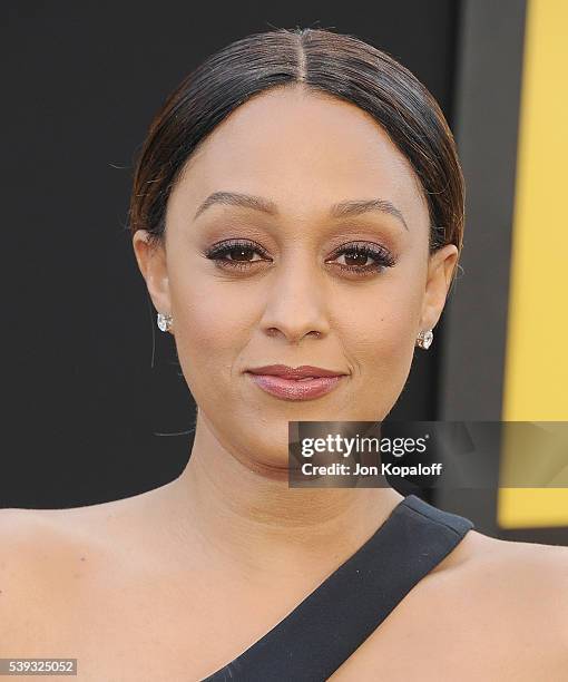 Actress Tia Mowry-Hardrict arrives at the Los Angeles Premiere "Central Intelligence" at Westwood Village Theatre on June 10, 2016 in Westwood,...