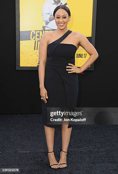 Actress Tia Mowry-Hardrict arrives at the Los Angeles Premiere "Central Intelligence" at Westwood Village Theatre on June 10, 2016 in Westwood,...