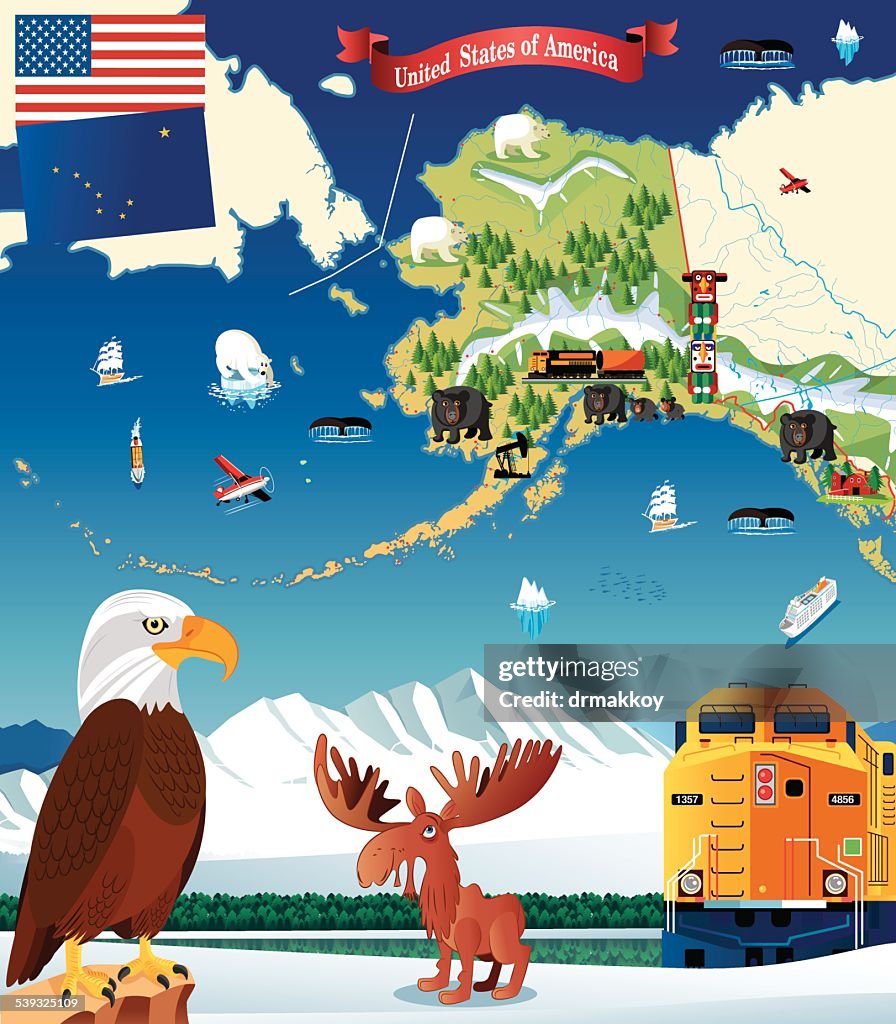 Cartoon map of Alaska