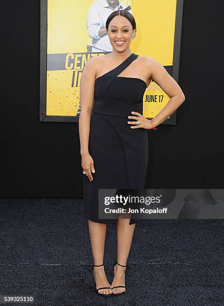 Actress Tia Mowry-Hardrict arrives at the Los Angeles Premiere "Central Intelligence" at Westwood Village Theatre on June 10, 2016 in Westwood,...