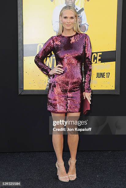 Actress Molly Sims arrives at the Los Angeles Premiere "Central Intelligence" at Westwood Village Theatre on June 10, 2016 in Westwood, California.