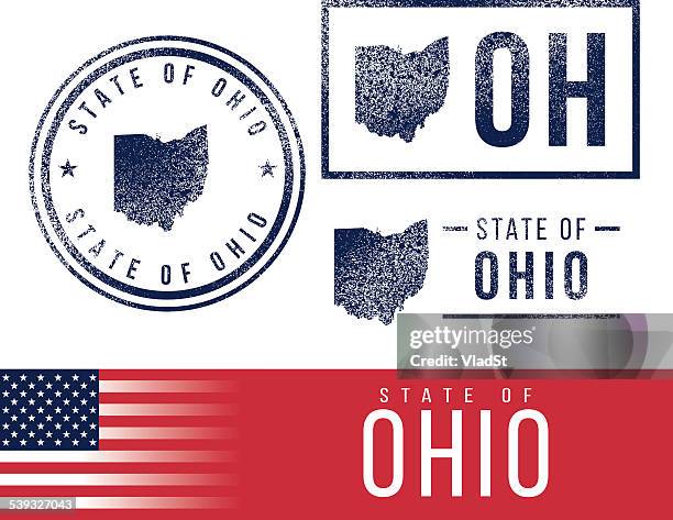 usa rubber stamps - state of ohio - ohio flag stock illustrations