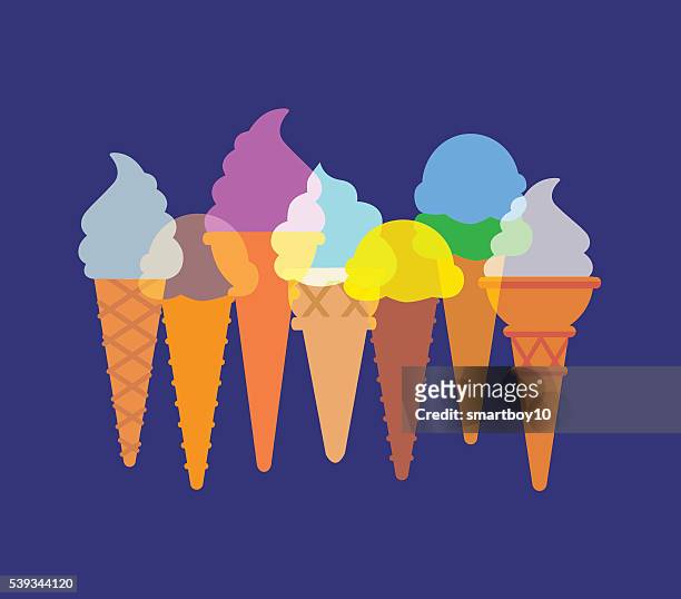 ice cream cornets or cones - sundae stock illustrations