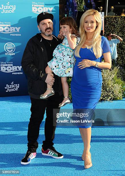 Pasquale Rotella, Holly Madison and daughter Rainbow Aurora Rotella attend the premiere of "Finding Dory" at the El Capitan Theatre on June 8, 2016...