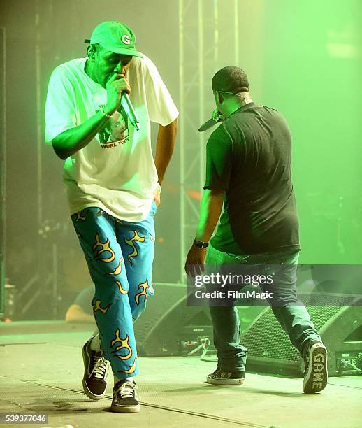 Recording artists Tyler, The Creator and Jasper Dolphin of Odd Future perform onstage at This Tent during Day 2 of the 2016 Bonnaroo Arts And Music...