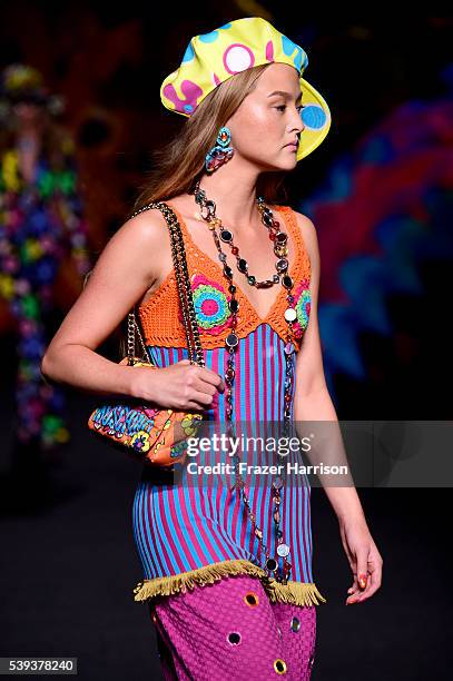 Devon Aoki walks the runway at the Moschino Spring/Summer 17 Menswear and Women's Resort Collection during MADE LA at L.A. LIVE Event Deck on June...