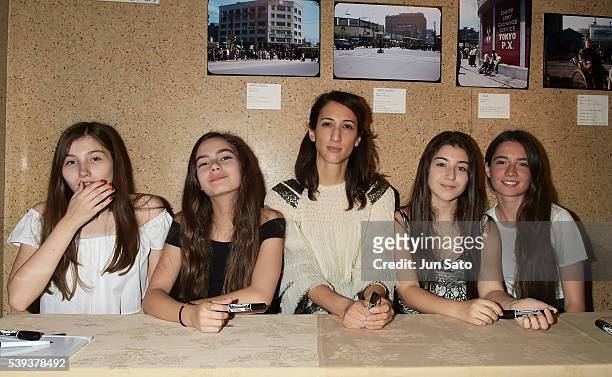 Actresses Ilayda Akdogan, Gunes Sensoy, Director Deniz Gamze Erguven, Doga Doguslu and Elit Iscan attend the 'Mustang' stage greeting at Cinema...