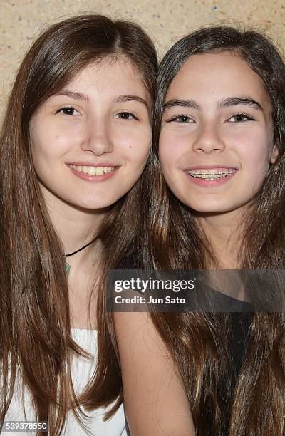 Actresses Ilayda Akdogan and Gunes Sensoy attend the 'Mustang' stage greeting at Cinema Switch Ginza Theater on June 11, 2016 in Tokyo, Japan.