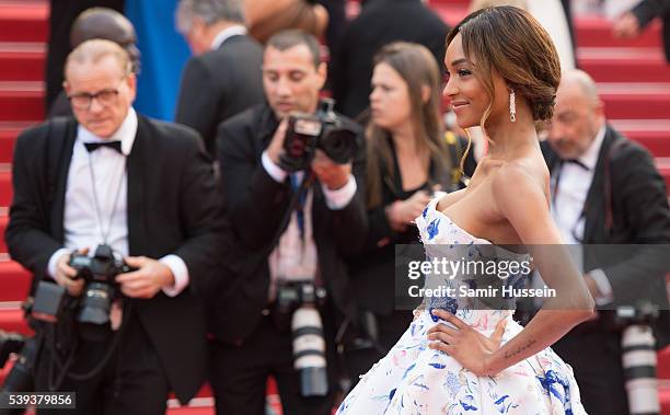 Jourdan Dunn attends the screening of "The Unkown Girl " at the annual 69th Cannes Film Festival at Palais des Festivals on May 18, 2016 in Cannes,...