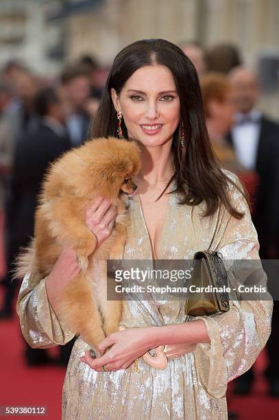 Actress Frederique Bel and her dog 'chouquette' attend the 30th Cabourg Film Festival: Day Three, on June 10, 2016 in Cabourg, France.