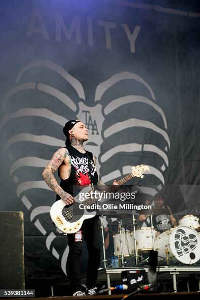 Aaron Stringer Ahren Stringer and Ryan Burt of The Amity Affliction perform onstage ...