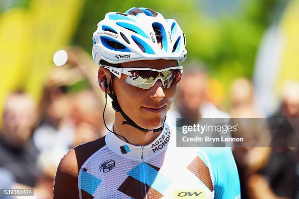 Romain Bardet of France and AG2R La Mondiale arrives at the start of stage five of the 2016 Criterium du Dauphine a 140km stage from La Ravoire to...