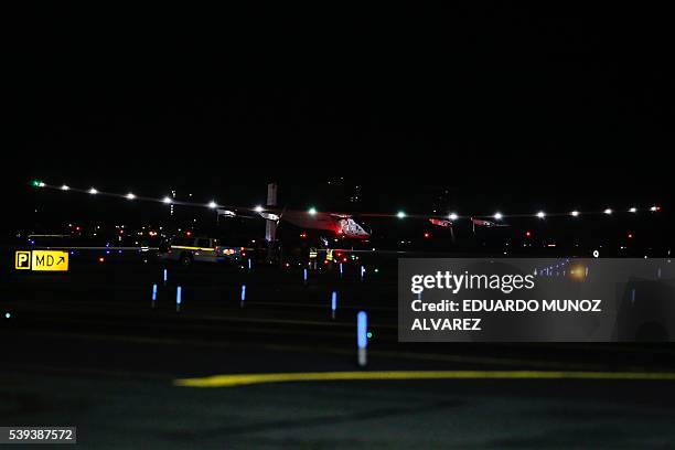 The Solar Impulse 2 aircraft is successfully landed by Swiss pilot Andre Borschberg at JFK International Airport on June 11, 2016 in Queens, New...