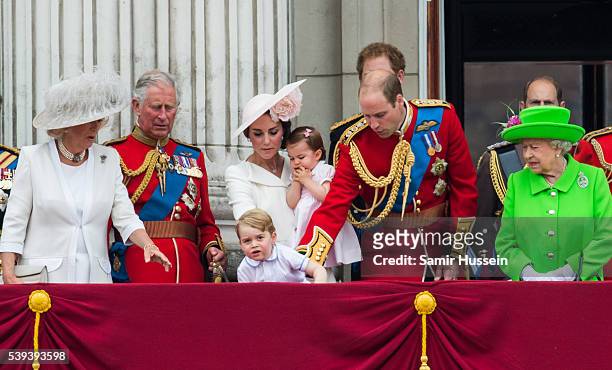 Camilla, Duchess of Cornwall, Prince Charles, Prince of Wales, Catherine, Duchess of Cambridge, Princess Charlotte, Prince George, Prince William,...