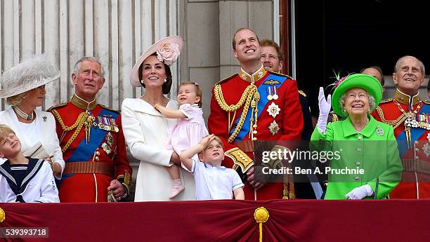 Camilla, Duchess of Cornwall, Prince Charles, Prince of Wales, Catherine, Duchess of Cambridge, Princess Charlotte, Prince George, Prince William,...