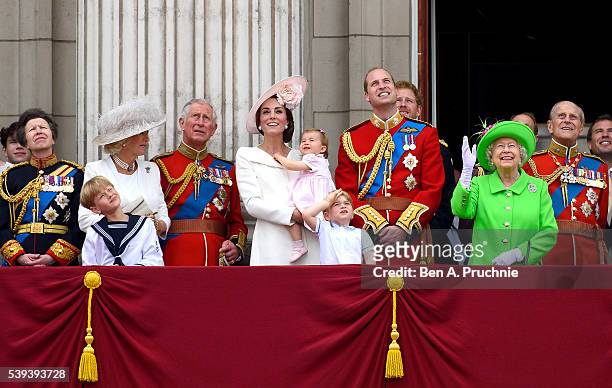 Princess Anne, Princess Royal, Camilla, Duchess of Cornwall, Prince Charles, Prince of Wales, Catherine, Duchess of Cambridge, Princess Charlotte,...